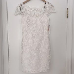 Phoebe Couture White Floral Appliqué dress